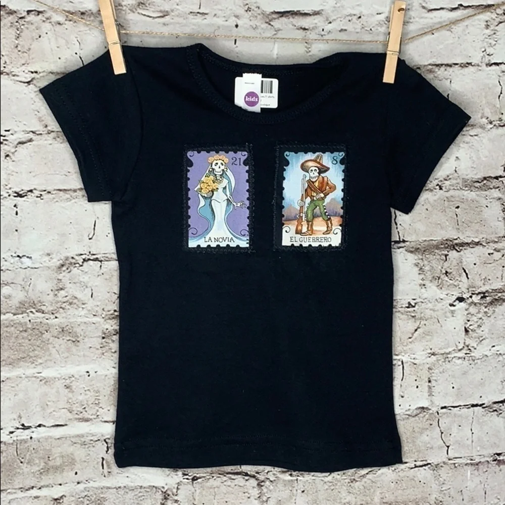 Black American apparel kids T-shirt with Skeletons NWT